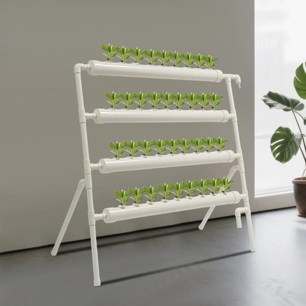 Hydroponiskt system, 36 växtkapacitet, golvmonterad design,Vit