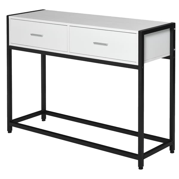 Konsolbord, Metalramme, Pladsbesparende Design,Sort og Hvid