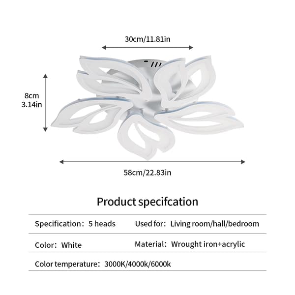 Loftlampe, Dæmpbar, Stilfuld Petal Design,HVID