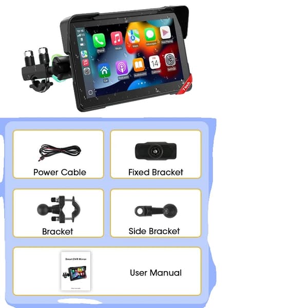 Motorcykel GPS-navigation, 7-tommer skærm, Dual Bluetooth 5.0,Ingen DVR