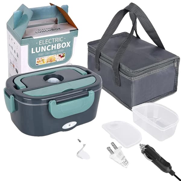 Elektrisk Lunchlåda, Läcksäker Design, Bärbar Matvärmare,Grön