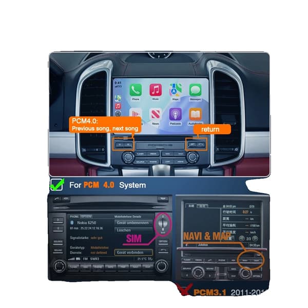 Trådløs CarPlay Android Auto Modul, WiFi-forbindelse, Understøttelse af flere kameraer,Til Porsche pcm4.0