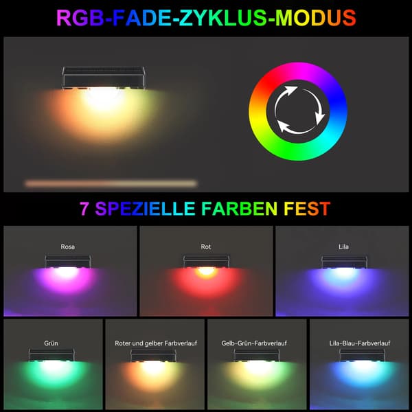 Væglamper, Solcelledrevne, RGB Farvemodes,1 Stor LED