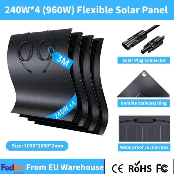 Solpanel, Fleksibelt Design, Høj Effektivitet,LS-240 * 4PCS