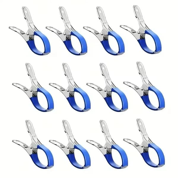 Poolöverdrag Clips, Rostfritt Stål, Pålitligt Grepp,12PCS Blå