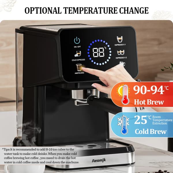 Kaffemaskine, Touchscreen Kontrol, Indbygget Mælkeskummer,GUL