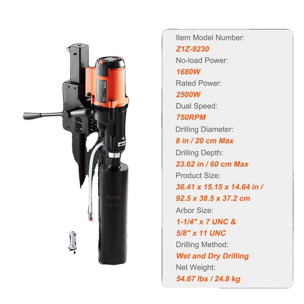 Diamantkerneborremaskine, 3200W Motor, Våd- og Tørboring,3200W