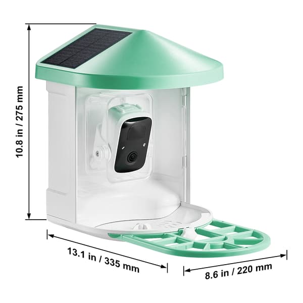 Smart Fuglefoder, 2K HD Kamera, AI Fugleidentifikation,Grøn