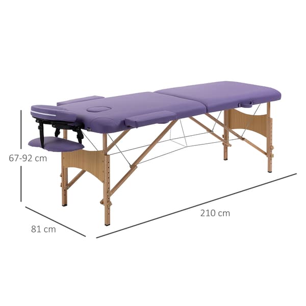 Massagebord, Justerbar Højde, Bærbart Design,Lilla