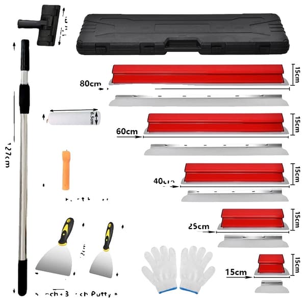 Gipsväggsputsbladset, rostfria blad, bärbar förvaringslåda,Röd 5Pcs Set