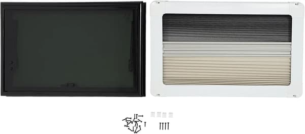 Caravanfönster, Fällbar Design, Integrerad Rullgardin, svart