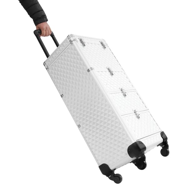 Makeup Case, Rullende Design, Rummelig Organizer,HVID