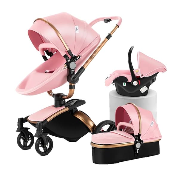 Babys transportsystem, 3-i-1 design, robust konstruktion,HR005-Rosa-T