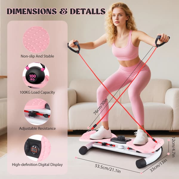 Fitnessvridbräda, Kärnstyrketräning, Bärbar Design,Rosa