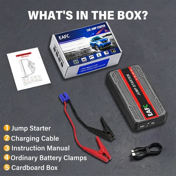 Bil Jump Starter, 600A Spidsstrøm, Bærbar Power Bank,Starter-a