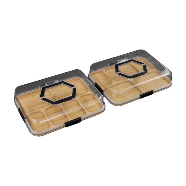 Charkbricka, Akryl Lock, Snap-Fit Design,Träfärg