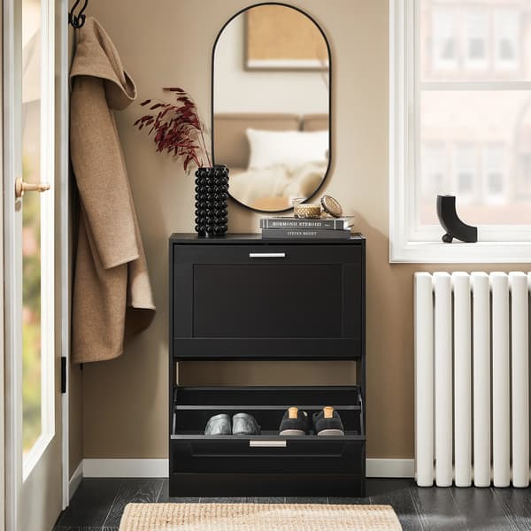 Sko Skab, Kompakt Design, Justerbare Hylder,sort