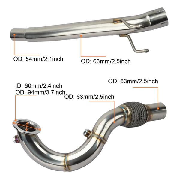 Avgassystem, 2,5 tum diameter, racingprestanda,Silver