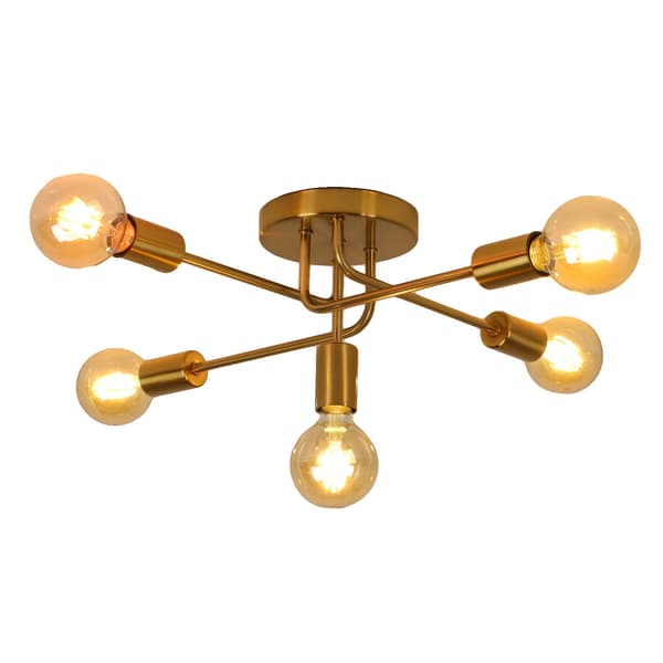 Loftlampe, 5 Lyskilder, Industrielt Design,Guld
