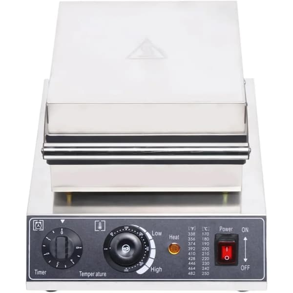 Vaffeljern, Rustfrit Stål Materiale, Temperaturinterval 50-300°C, Timer Op til 5 Minutter, Non-Stick Plader, Tilbereder To Vafler Samtidig