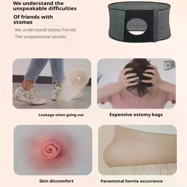 Ostomy Stödrem, Andningsbart Tyg, Justerbar Passform,L