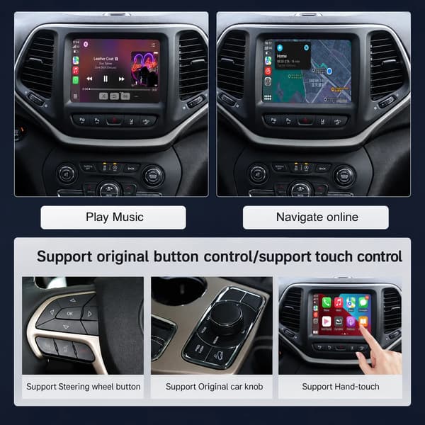 Trådlös CarPlay Android Auto Gränssnitt, Navigationsstöd, Bluetooth-kompatibilitet,För Dodge Jeep