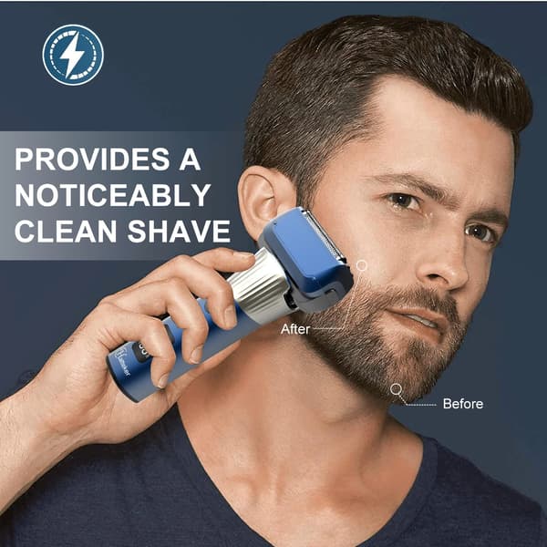 Skäggtrimmer, 5-bladssystem, ergonomisk design,Blå