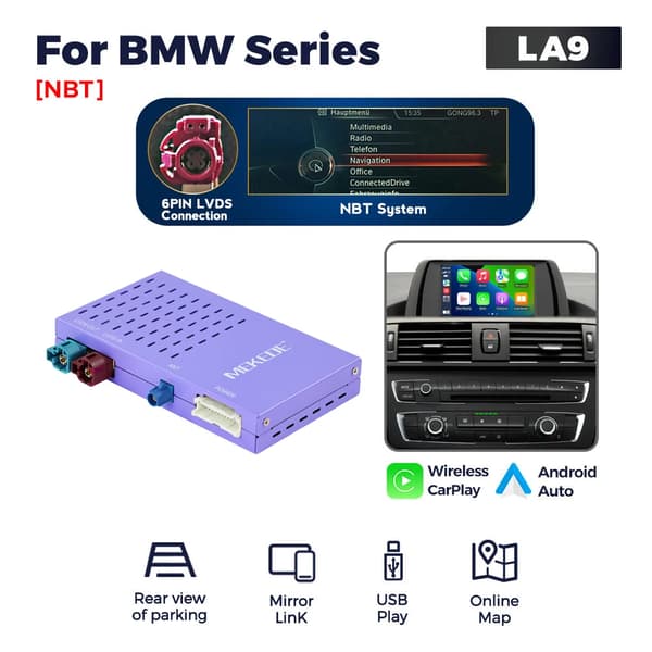 Carplay och Android Auto Dekoder, Trådlös Anslutning, Videostöd,LA9-BMNBT