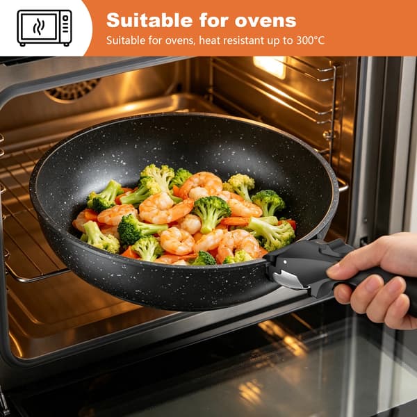 Köksredskapsset, Non-Stick, Avtagbara Handtag,svart