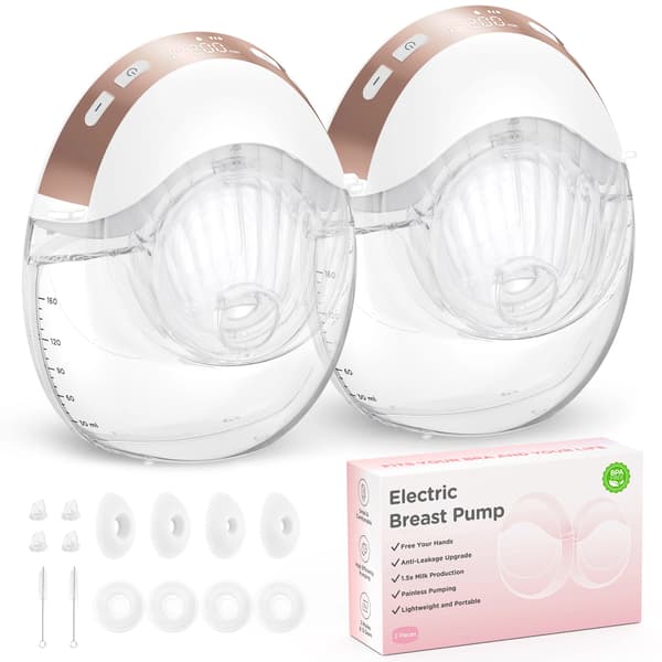 Elektrisk brystpumpe, bærbart design, lækagesikkert system,2PCS