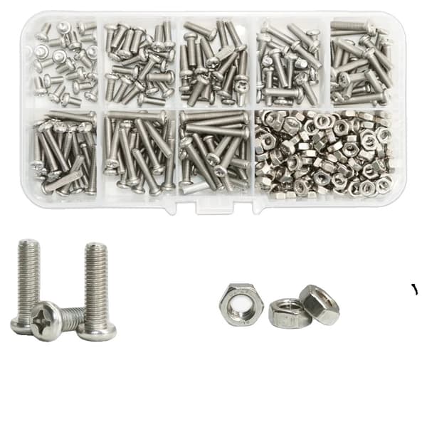 Hex Hoved Skruer Sæt, 304 Rustfrit Stål, Phillips Drive Stil,M3 (320Pcs)