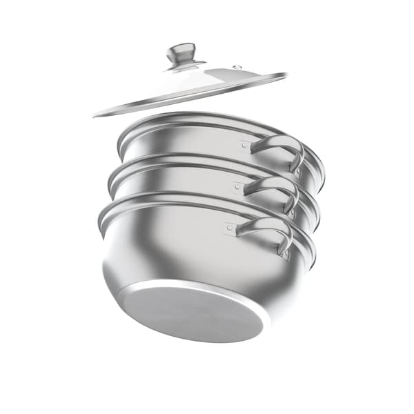 Ångkokare, Tredelad Design, Diskmaskinssäker,Silver