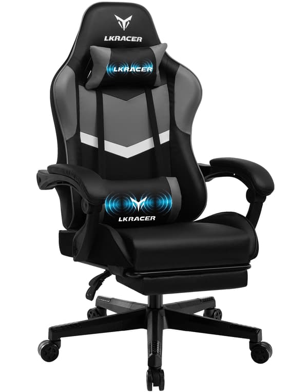 Spelstol, Ergonomisk Design, Justerbara Armstöd,GRÅ