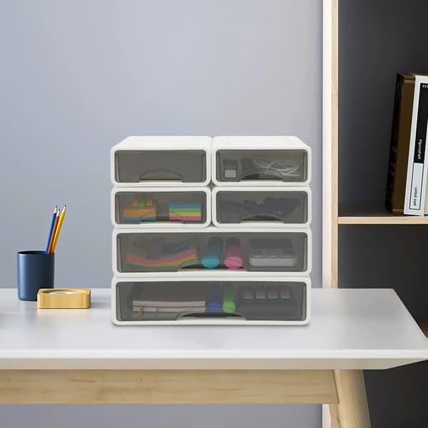 Opbevaringsboks, 6 Skuffer, Stabelbart Design,HVID
