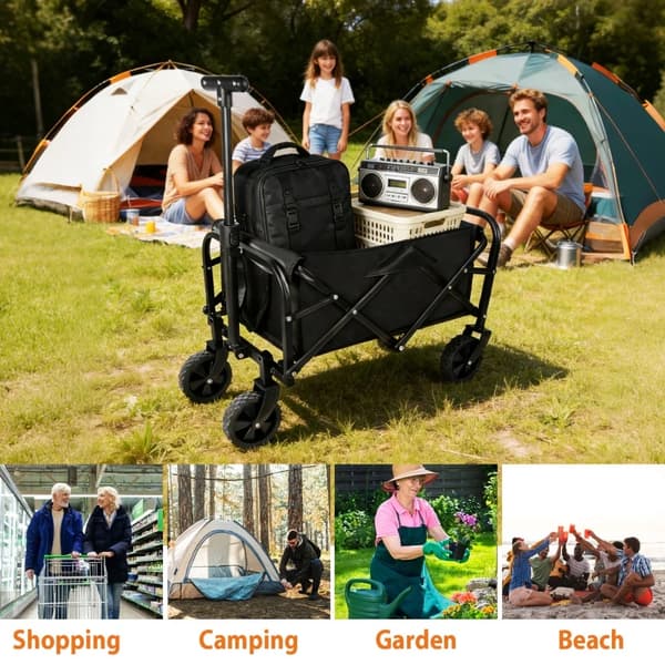 Campingvagn, Fällbar Design, 75KG Lastkapacitet,Terrängbar vagn