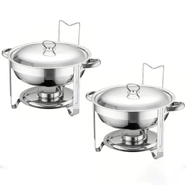 Chafing Dish, Heavy-Duty Rustfrit Stål, Komplet Buffet Sæt,Sølv 2PCS
