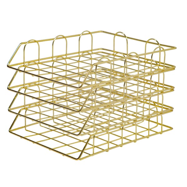 Dokumentfack, Stapelbar Design, Hållbar Järnkonstruktion,Guld