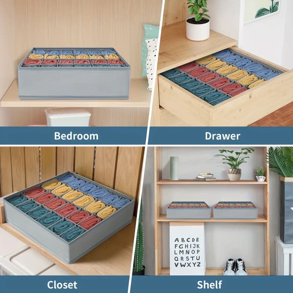 Opbevaringsorganisator, Foldbart Design, 24 Rum,grå 24 gitter