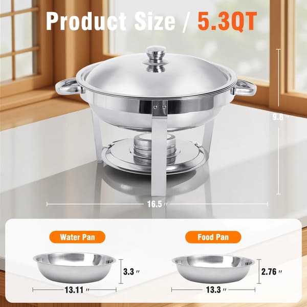 Chafing Dish, Rustfrit Stål, 5L Kapacitet,2Pak-a, Rustfrit StålCover-a