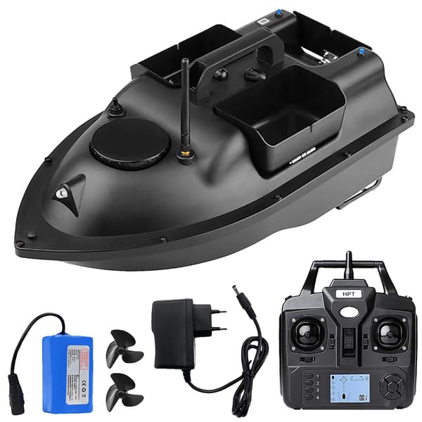 Baitbåt, GPS-navigering, dubbla motorer,svart