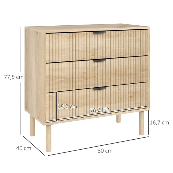 Kommode, Nordisk Stil, Store Opbevaringsskuffer,Eg