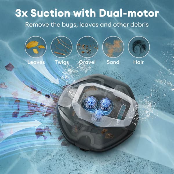 Robotstøvsuger til swimmingpool, Smart automatisering, Trådløs design,sort