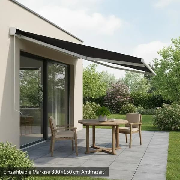 Utrækkelig Markise, PVC Materiale, Nem Installation,Anthracit
