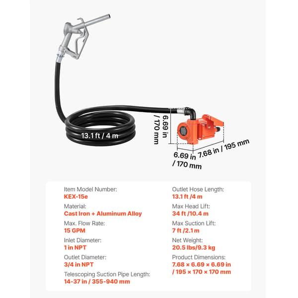 Bränsleöverföringspump, 12V DC, Hög flödeshastighet,15GPM typA