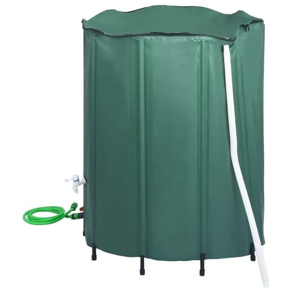 Regnvattenbehållare, 1000 L kapacitet, Fällbar design,armégrön