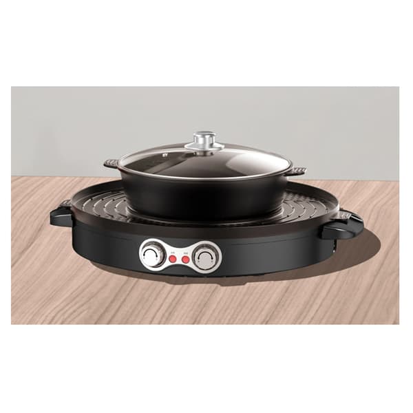 Hot Pot & Grill Combo, Multifunktionelt Design, Non-stick Belægning,sort
