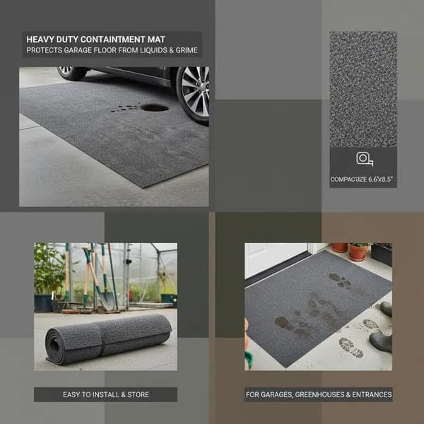 Garagegolvmatta, Vattentätt Material, Halkfritt Skydd, armégrön