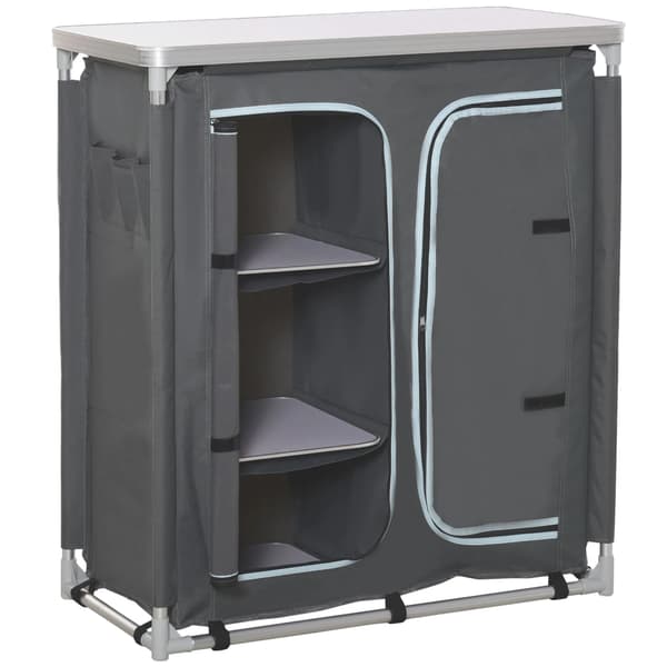 Camping Skåp, Aluminiumram, Fällbar Design,Grå