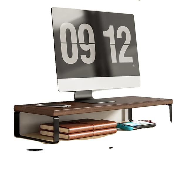 Monitorstand, Ergonomisk Design, Justerbar Højde,C-50CM-Valnød
