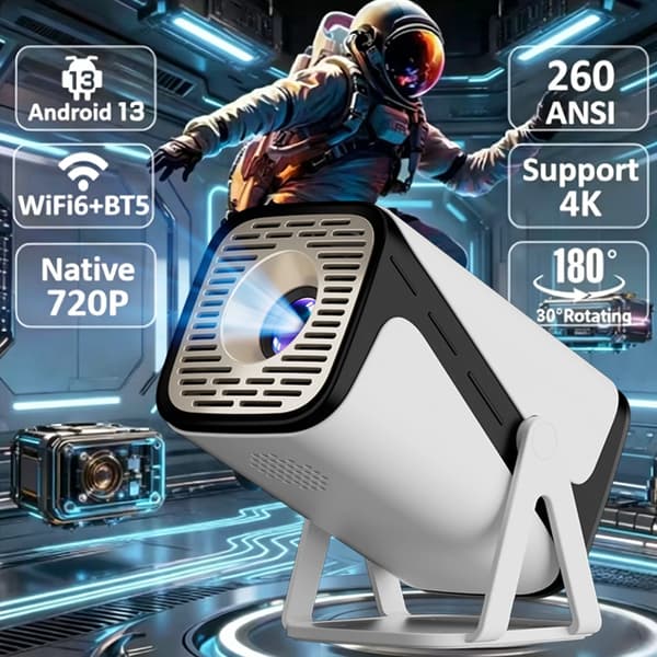 Projektor, 4K Videoafkodning, WiFi og Bluetooth-forbindelse,hvid sort Z320 EU